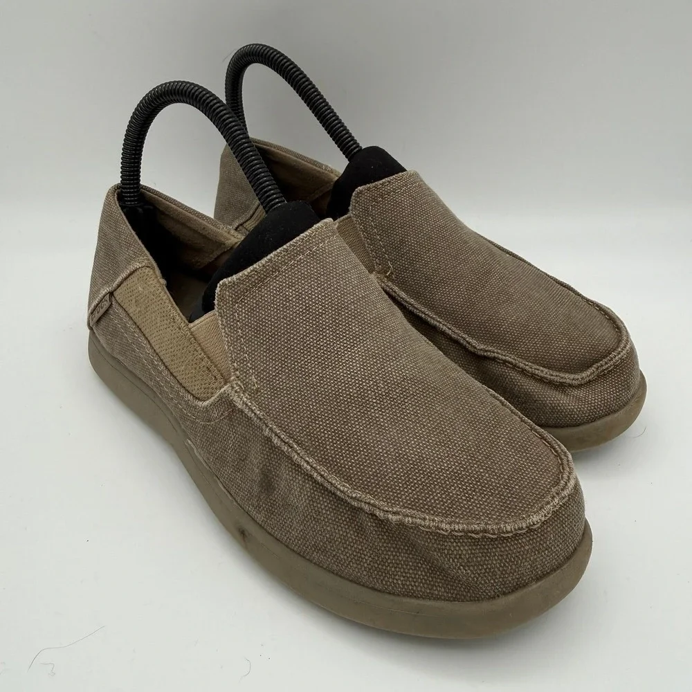 Unisex Youth Big Kids Crocs Santa Cruz II Brown Khaki Slip-On Loafers Size J 5